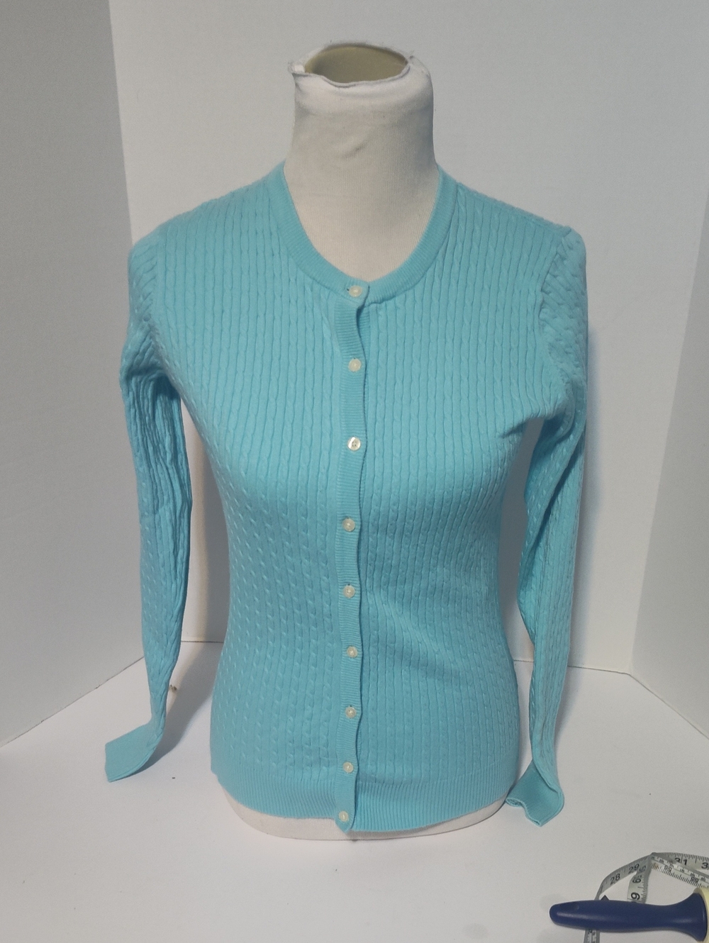 Lilly Pulitzer Aqua Cable-Knit Button Cardigan Size X small